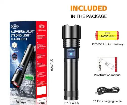 Lampe Torche Led Blanche Laser Multifonctionnelle Rechargeable, Ultra-lumineuse Avec Chargement thumbnail 4
