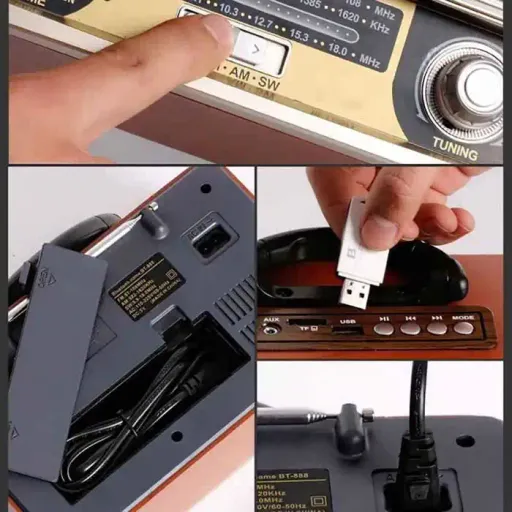 Radio Rétro Fm/am/sw Avec Bluetooth Et Lecteur Mp3 - Finition Bois thumbnail 2