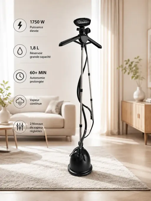Défroisseur Horizontal Avec Cintre – 1750 W – Réservoir 1,8 L thumbnail 2