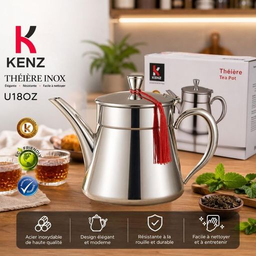 Théière En Acier Inoxydable 18 Oz Avec Filtre Intégré, Zg-18 thumbnail 3