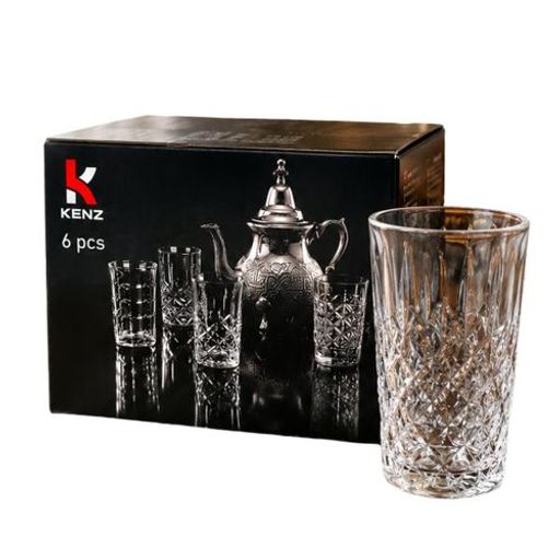 Kenz Set De 6 Verres À Thé En Verre Transparent Motif Relief Élégant, Dau-6671 thumbnail 2