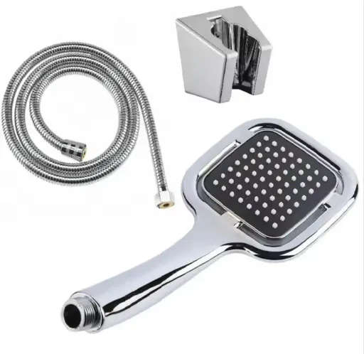 Pommeau De Douche Avec Flexible Et Support Abs Chromé thumbnail 2