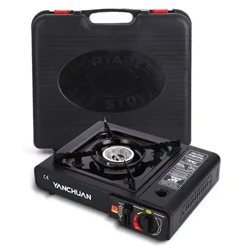 Réchaud À Gaz Butane Portable Pour Camping Brûleur De Table Compact Noir thumbnail 1