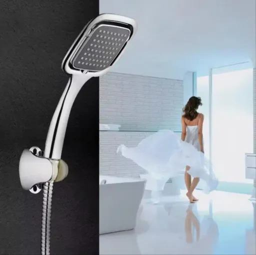 Pommeau De Douche Avec Flexible Et Support Abs Chromé thumbnail 1