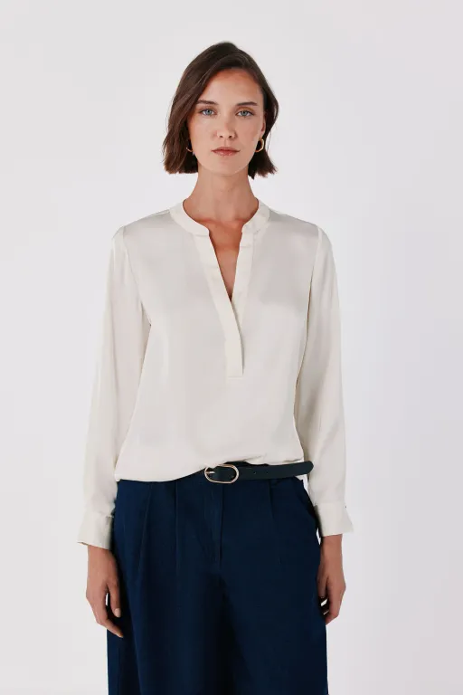 Blouse Satinée Col Mao thumbnail 2