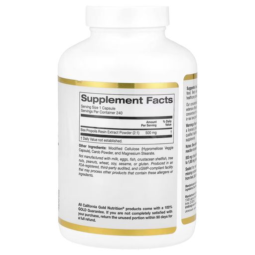 Bee Propolis 2x, Concentrated Extract, 500 Mg, 240 Veggie Capsules thumbnail 3