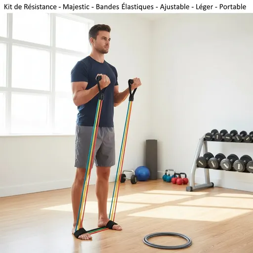 Kit De Résistance Bandes Élastiques - Ajustable - Léger - Portable thumbnail 4