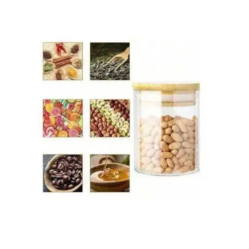 Lot De 6 Bocaux De Rangement En Verre 350 Ml Avec Couvercles En Bambou thumbnail 2