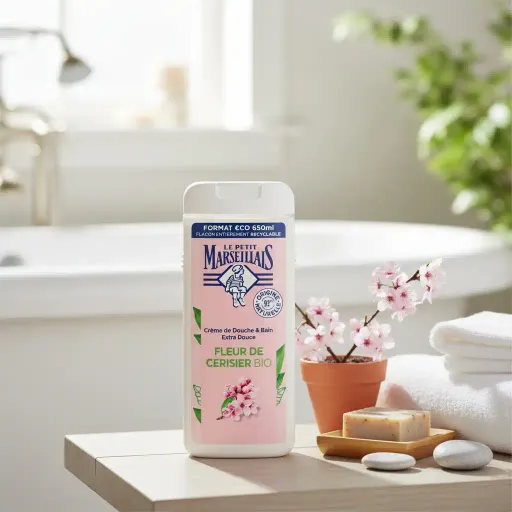 Le Petit Marseillais Gel Douche Extra Doux Fleur De Cerisier Bio - 650 Ml thumbnail 1