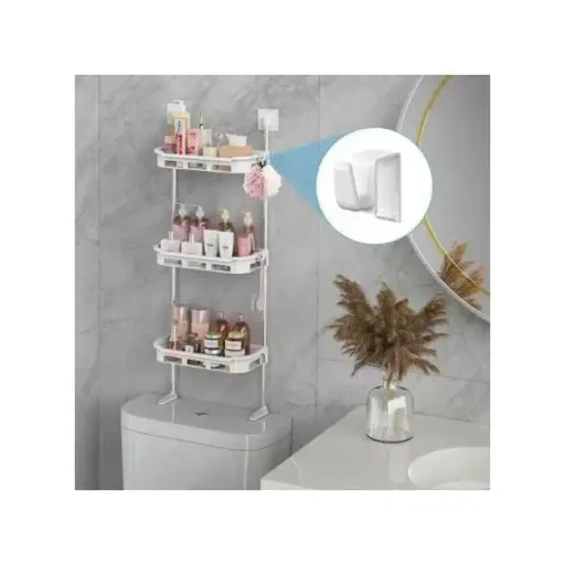 Étagère De Rangement 3 Niveaux Pour Salle De Bain - Au-dessus Des Toilettes thumbnail 2