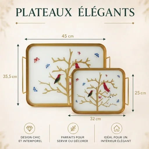 Plateau Rectangle - Oiseau Rouge thumbnail 3
