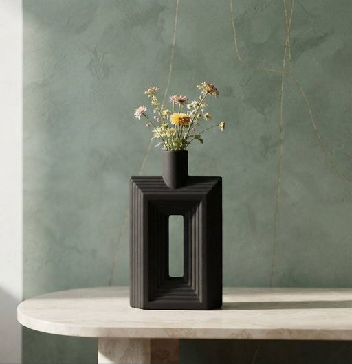 Vase Décoratif Rectangulaire En Céramique – Géométrique thumbnail 1