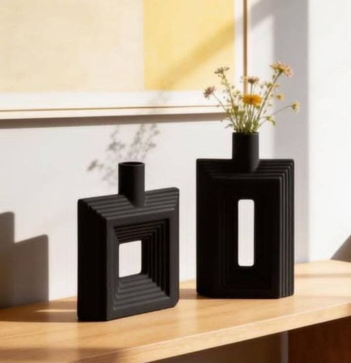 Vase Décoratif Rectangulaire En Céramique – Géométrique thumbnail 3