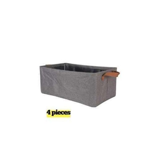 Lot De 4 Boîtes De Rangement Pliables En Tissu Avec Poignées thumbnail 1