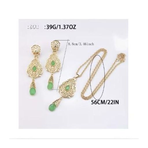1 Ensemble De Boucles Doreilles Pour Femmes Avec Incrustation De Strass Vert thumbnail 1