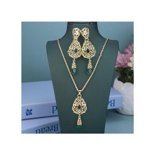 1 Ensemble De Boucles Doreilles Pour Femmes Avec Incrustation De Strass Vert thumbnail 2