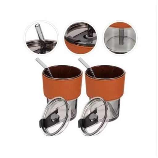 2 Gobelets En Verre Avec Couvercle Et Paille – Tasses Réutilisables Pour Café, Thé thumbnail 4