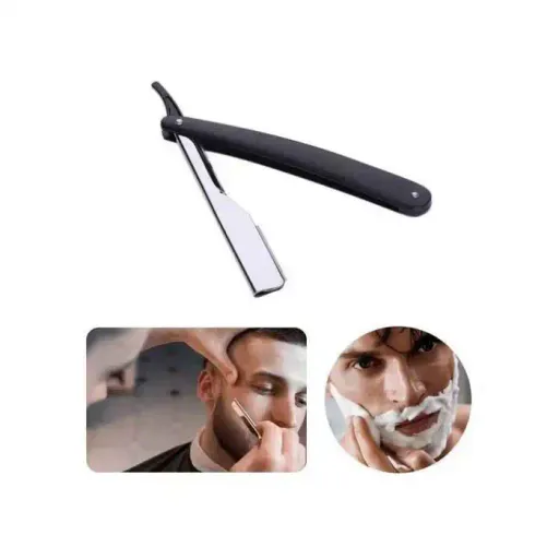 Rasoir De Barbier Pliable Noir Pour Usage Professionnel Et Personnel thumbnail 3