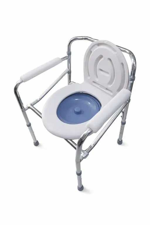 Chaise De Toilette Fixe Chromée Avec Bassin En Pvc - Hauteur Réglable thumbnail 1
