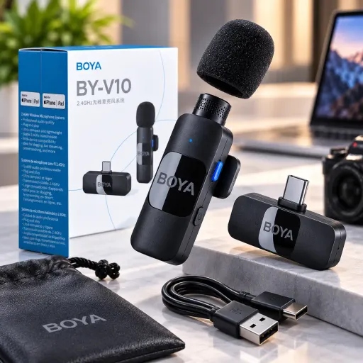 Microphone Sans Fil Usb-c By-v10 – Micro Cravate Professionnel Pour Smartphone thumbnail 4