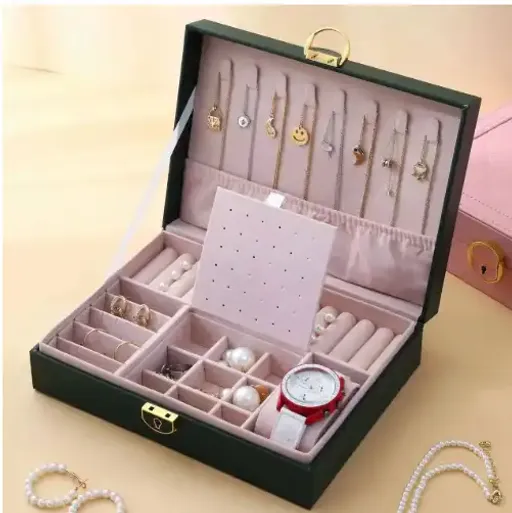 Boîte À Bijoux Multi Compartiments Avec Verrou – Multicolore thumbnail 1