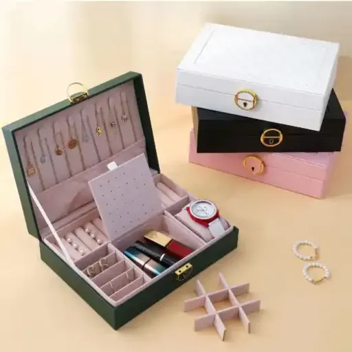 Boîte À Bijoux Multi Compartiments Avec Verrou – Multicolore thumbnail 3