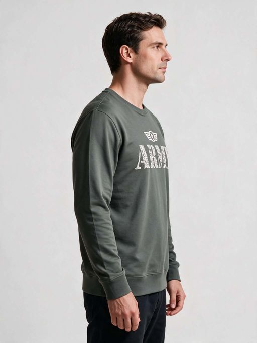 Sweatshirt Kaki À Col Rond Imprimé Army thumbnail 2