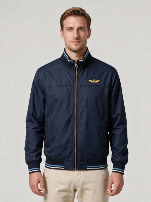 Blouson Zippé Bleu Marine À Col Montant thumbnail 1