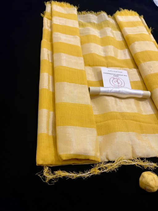 Tissu Bzioui classique – Jaune éclat & soie blanche thumbnail 2
