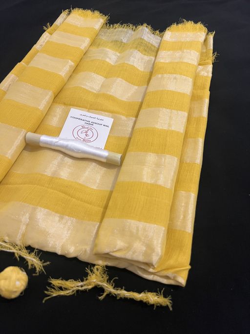 Tissu Bzioui classique – Jaune éclat & soie blanche thumbnail 3
