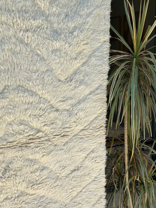 Tapis berbère Beni Ouarain zigzag crème 100% laine de mouton - 150cm / 98cm thumbnail 2