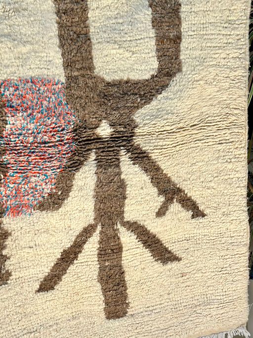 Tapis berbère Mrirt crème et marron 100% laine de mouton thumbnail 2