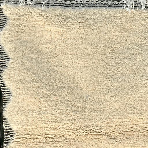 Tapis berbère Beni Ouarain crème et noir 100% laine de mouton - 110cm / 146cm thumbnail 2