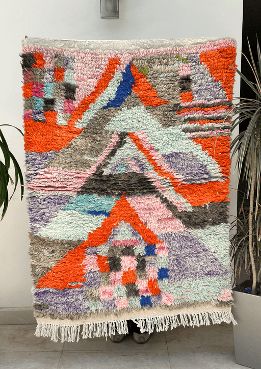 Tapis berbère Azilal coloré 100% laine de mouton 104cm/142cm thumbnail 1