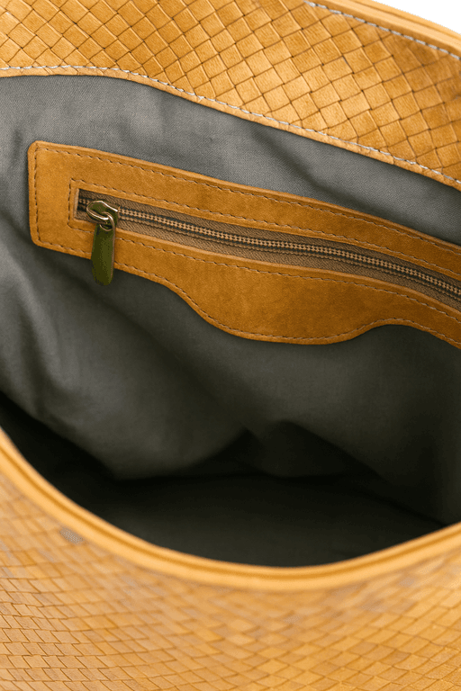Sac fourre-tout en cuir Tan fait à la main - Design tissé thumbnail 3