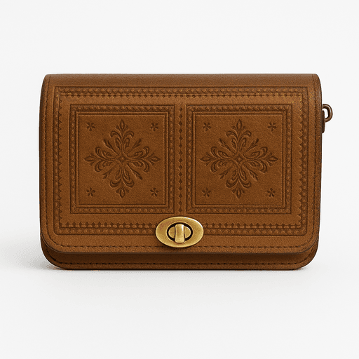 Sac croisé en cuir fauve marocain - Design outillé et cravaté à la main thumbnail 1