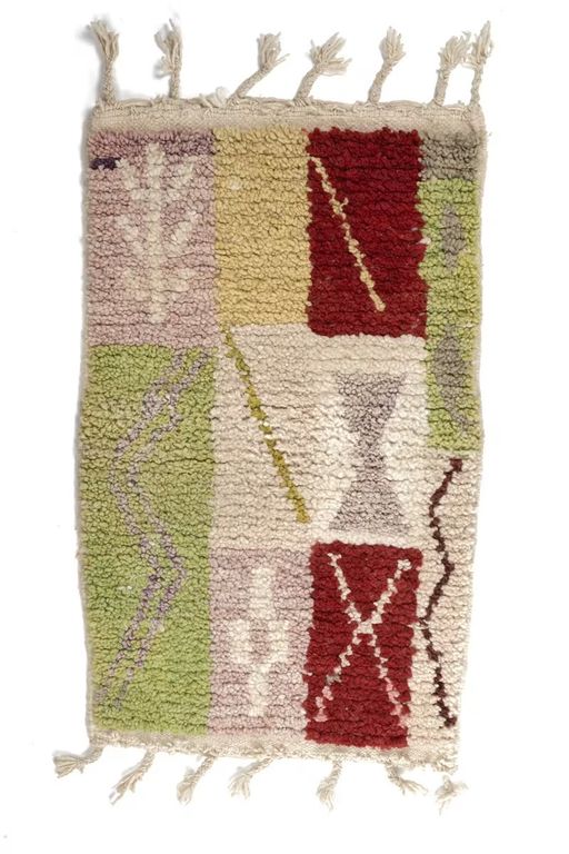 Tapis marocain à motifs de diamants aux douces couleurs pastel thumbnail 1