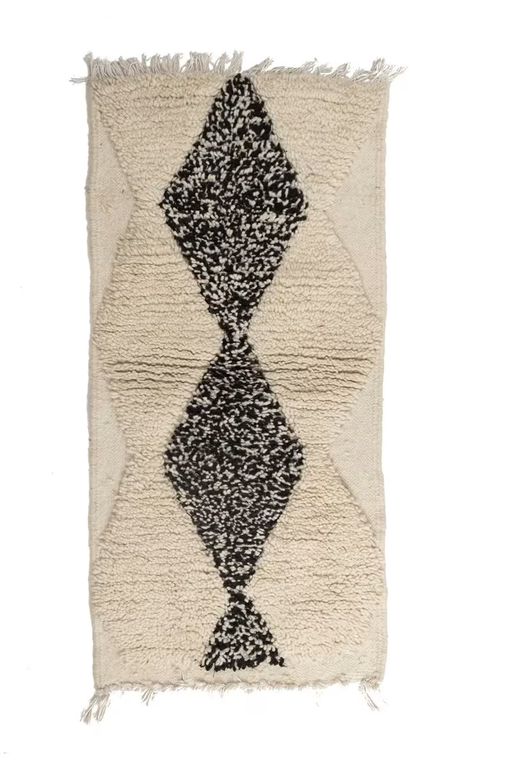 Tapis marocain Beni Ourain noir et blanc thumbnail 1