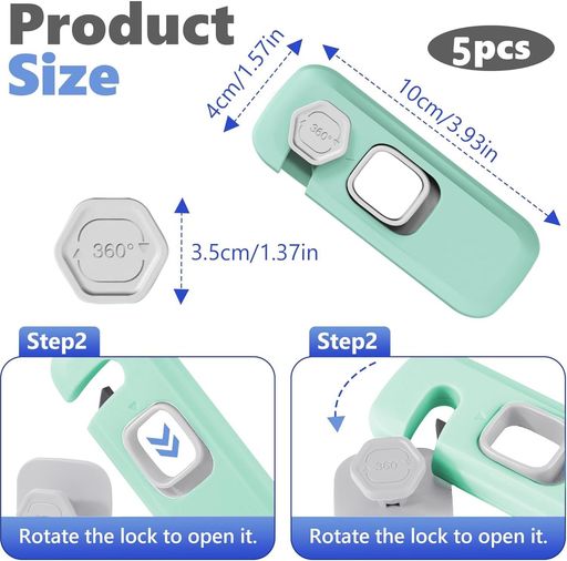 Securite Placard Enfant, Bloc Porte Securite Bebe Bloque - Couleur aleatoire thumbnail 2