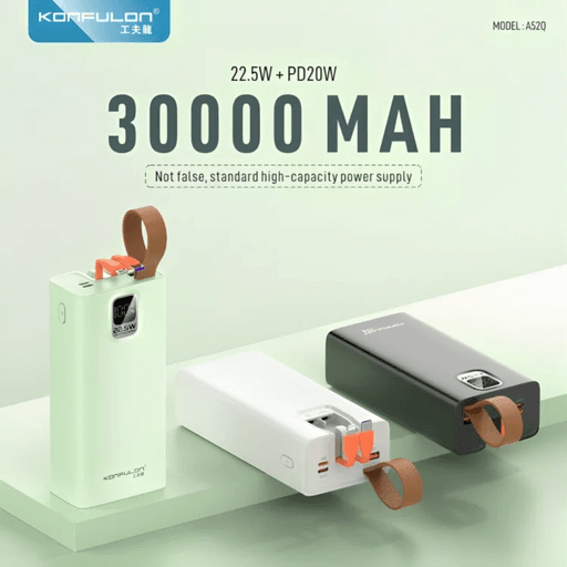 Power Bank A52Q – 30000mAh | 22.5W Super Fast Charging + PD20W (Couleur Aléatoire) thumbnail 6