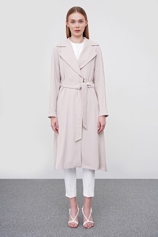 Robe Beige à Double Boutonnage et Ceinture thumbnail 1