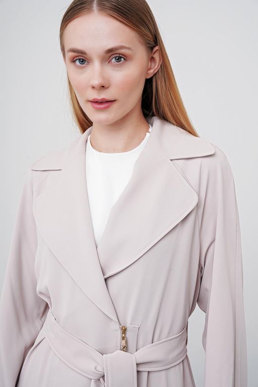 Robe Beige à Double Boutonnage et Ceinture thumbnail 2