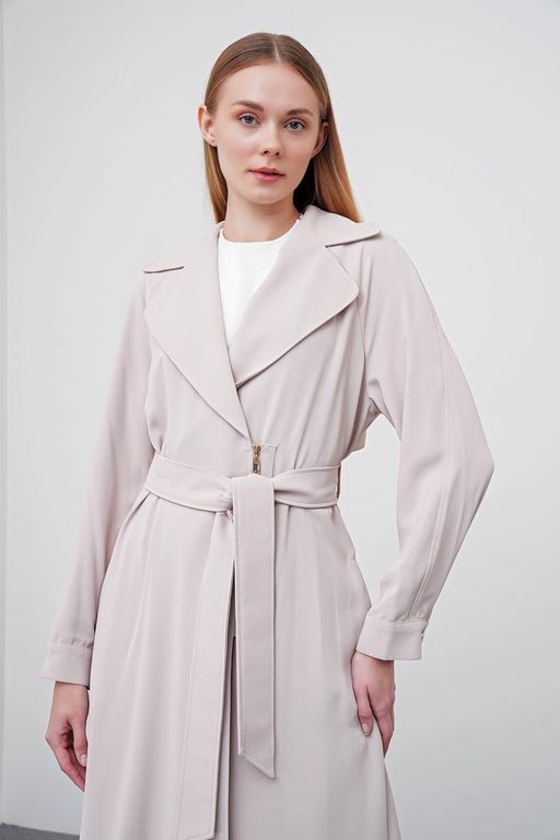 Robe Beige à Double Boutonnage et Ceinture thumbnail 3