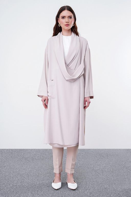 Robe Décontractée Beige avec Poches thumbnail 1