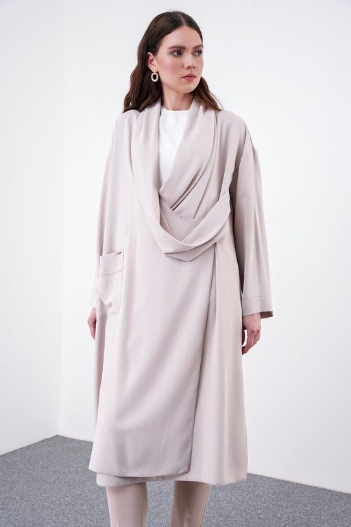 Robe Décontractée Beige avec Poches thumbnail 2