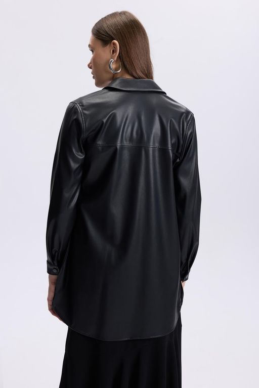 Tunique en cuir  à col de chemise thumbnail 6