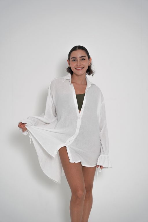 Oversized Twist Shirt - White thumbnail 1