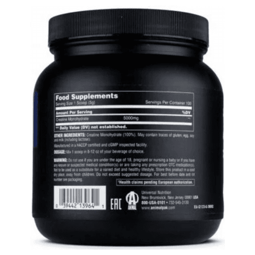 Animal 100% Pure Creatine Monohydrate 500 g Unflavored - Puissance et Force Pure thumbnail 2