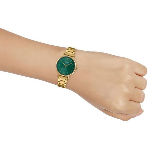 Montre Femme Bracelet en metal plaqué or cadran vert romain 3aiguilles-vt02g-3 thumbnail 3