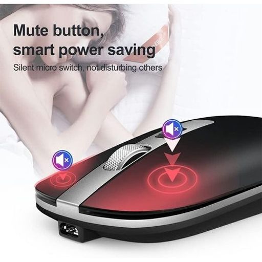 Souris Sans Fil Rechargeable Silencieuse Haute Résolution Excellente pour Bureau Et Gaming-Noir thumbnail 3